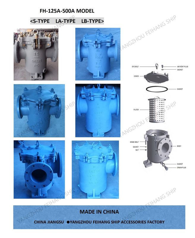 MARINE-KANNENWASSERFILTER JIS F7121-KANNENWASSERFILTER, KÖRPER, GUSSEISEN-FILTERPATRONE, EDELSTAHL