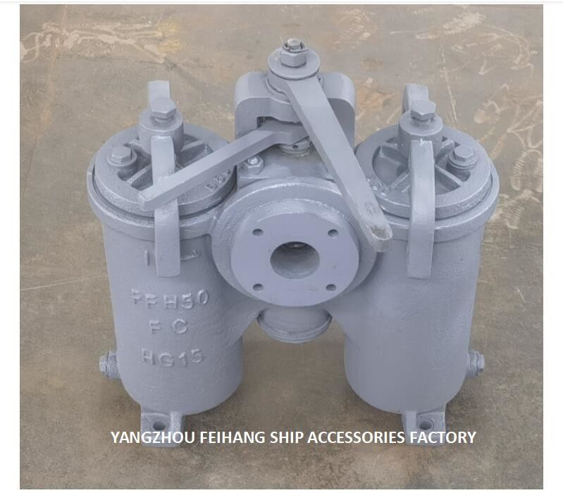 Schiffbau-Duplex-Ölfilter 5A-50A JIS F7208 (Typ H), Gehäuse aus Gusseisen, Filterpatrone aus Edelstahl