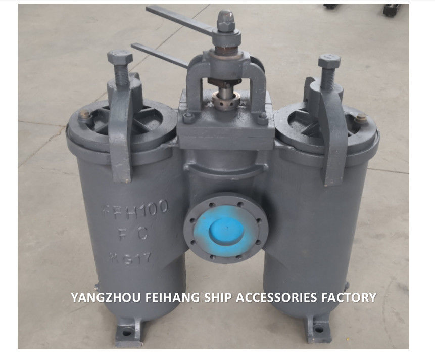 JIS 5k-100a Duplex-Wasserfilter Jis F7208 (Typ H), Gehäuse aus Gusseisen, Filterpatrone aus Edelstahl