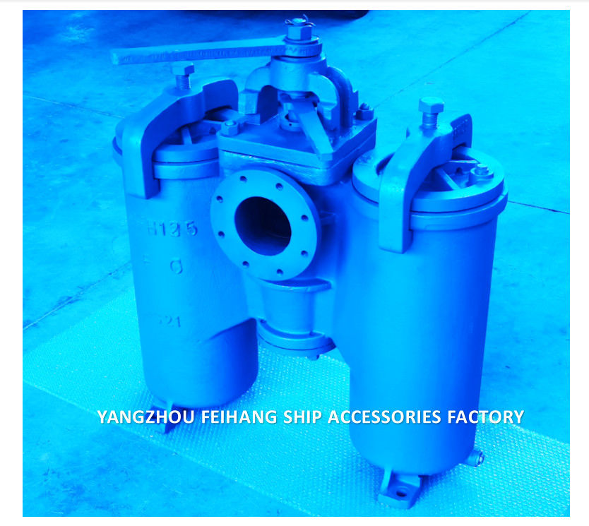 JIS 5k-100a Duplex-Wasserfilter Jis F7208 (Typ H), Gehäuse aus Gusseisen, Filterpatrone aus Edelstahl