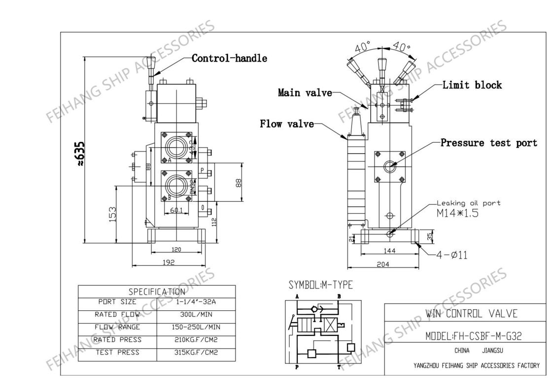 Hydraulische Steuerventile CSBF-G32 Manuelle proportionale Strömungsregelungsventile für Schiffe