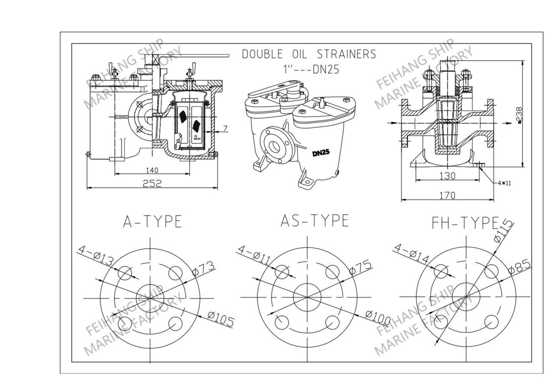 Die technischen Daten für Duplex-Ölspülgeräte und Duplex-Ölfilter Modell AS25 cb/t425-0.4/0.22