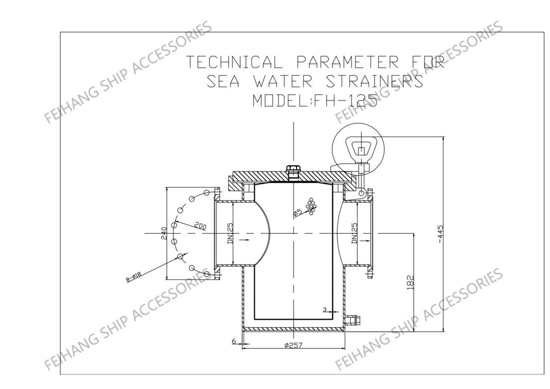 Seewasser Grobwasser-Modell As125 Cb/T497 Filter mit Elemente aus Edelstahl-Gitter für Schiffe