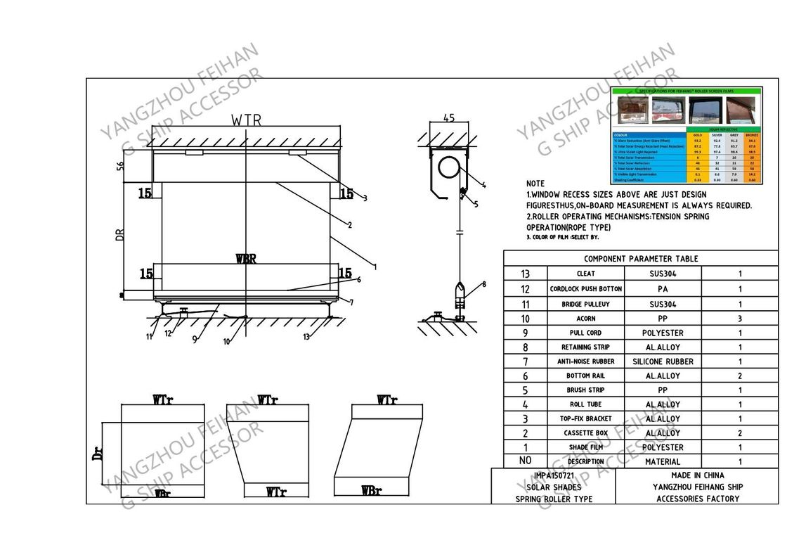 SEERESCHIEDER und Glanzschutz SOLER SCREEN ROLLER BLIND-YANGZHOU FEIHANG Schiffszubehör