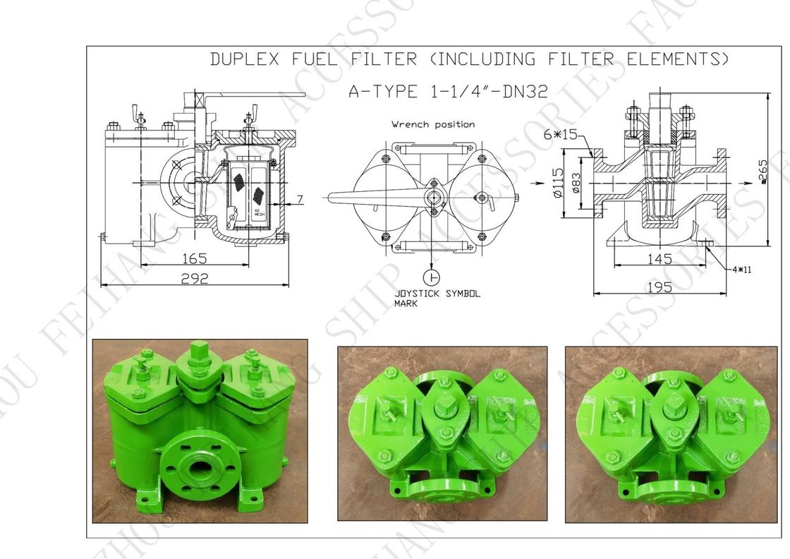 Gusseisen-Flangen-Duplex-Ölfilter AS32 Cb/T425 für die Kraftstoffübertragungspumpe Gusseisenkörper enthält Edelstahl