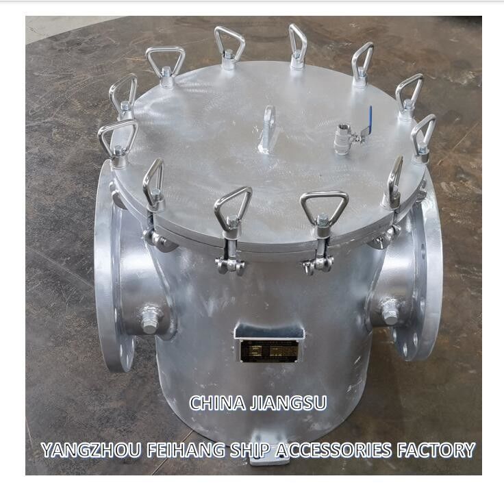 Marine Grobwasserfilter Modell AS250 CB/T497 Kohlenstoffstahl galvanisierter Körper, Filterpatrone aus Edelstahl, Mesh-8mm