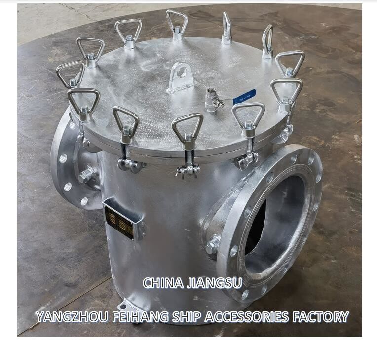 Marine Grobwasserfilter Modell AS250 CB/T497 Kohlenstoffstahl galvanisierter Körper, Filterpatrone aus Edelstahl, Mesh-8mm
