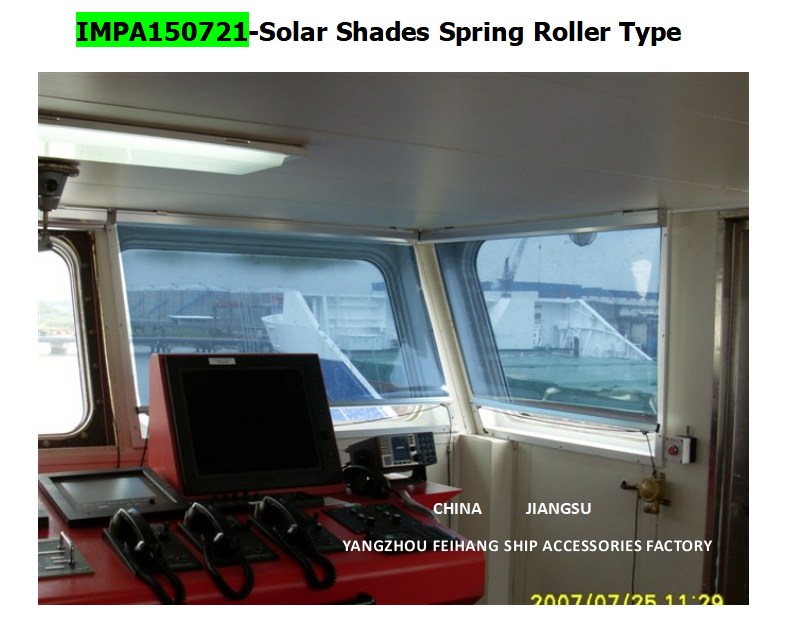 Marine Solar screen roller type blind with cassette box- Blind for the vessel’s bridge window