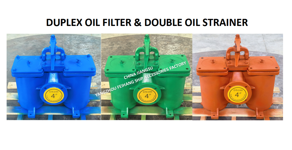 Cast Iron Duplex Oil Strainer & Duble Oil Filter Model-DN100 CB/T425 Easy to operate with 2 conversion filter cartridges